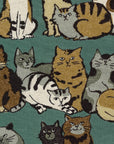 Art Cat - Cat Striped in Green | Cotton Linen Canvas