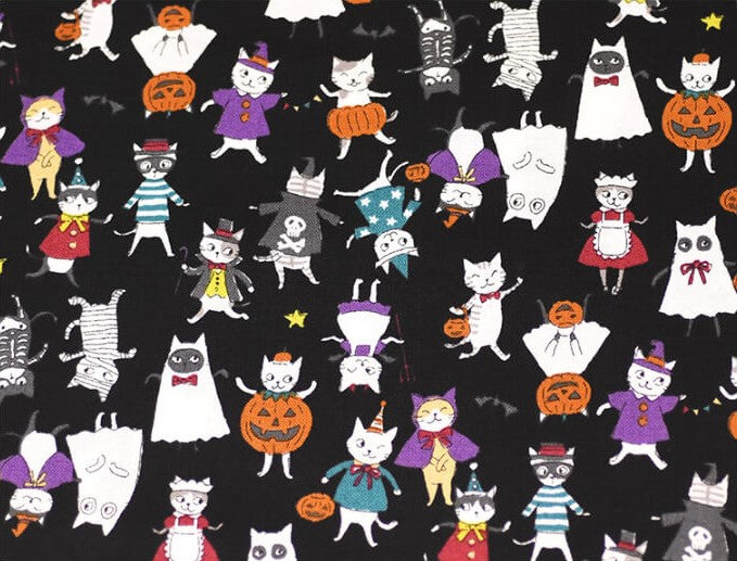 Funny Cats - Halloween in Black | Sheeting Cotton