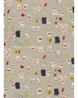 Happy Cats - Lucky Cats in Natural | Dobby Cotton