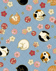 Hyakka Ryoran - Ito Okashi Cats in Blue | Sheeting Cotton