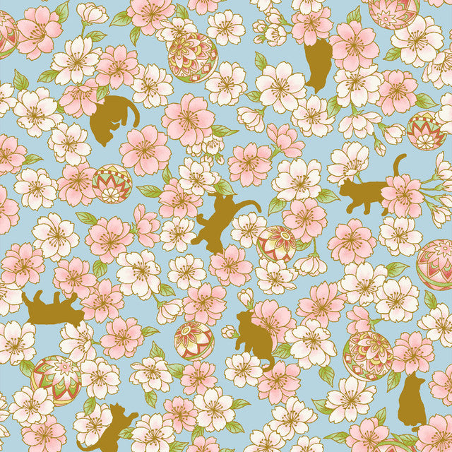 Hyakka Ryoran - Hana Fubuki in Blue | Sheeting Cotton