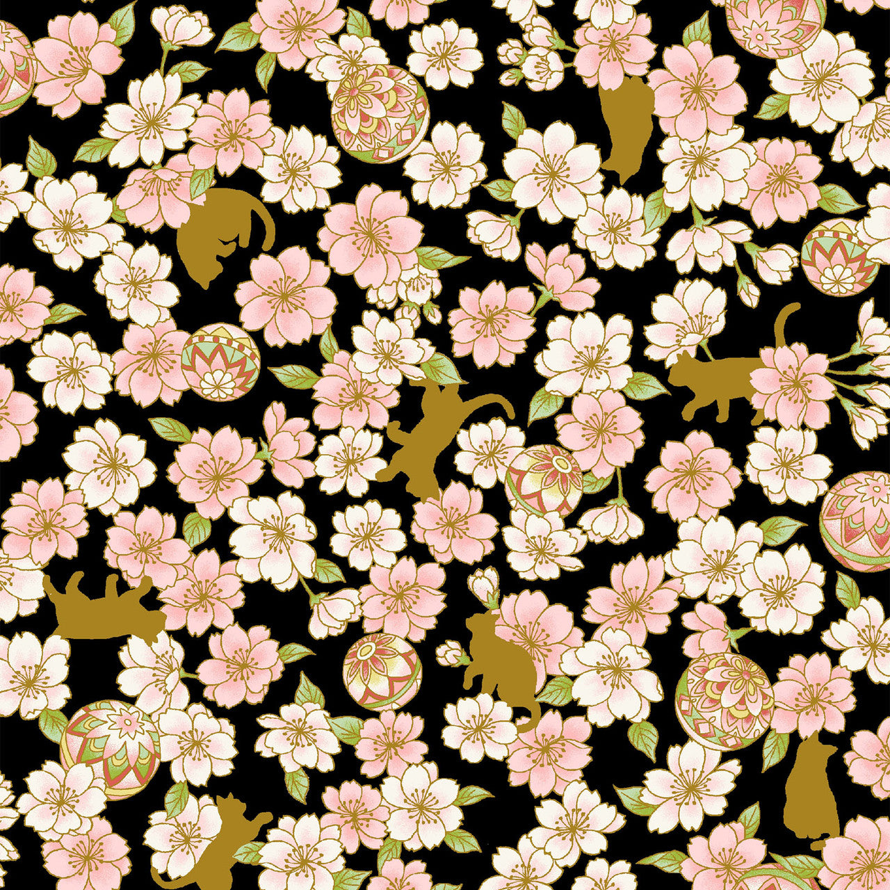 Hyakka Ryoran - Hana Fubuki in Black | Sheeting Cotton