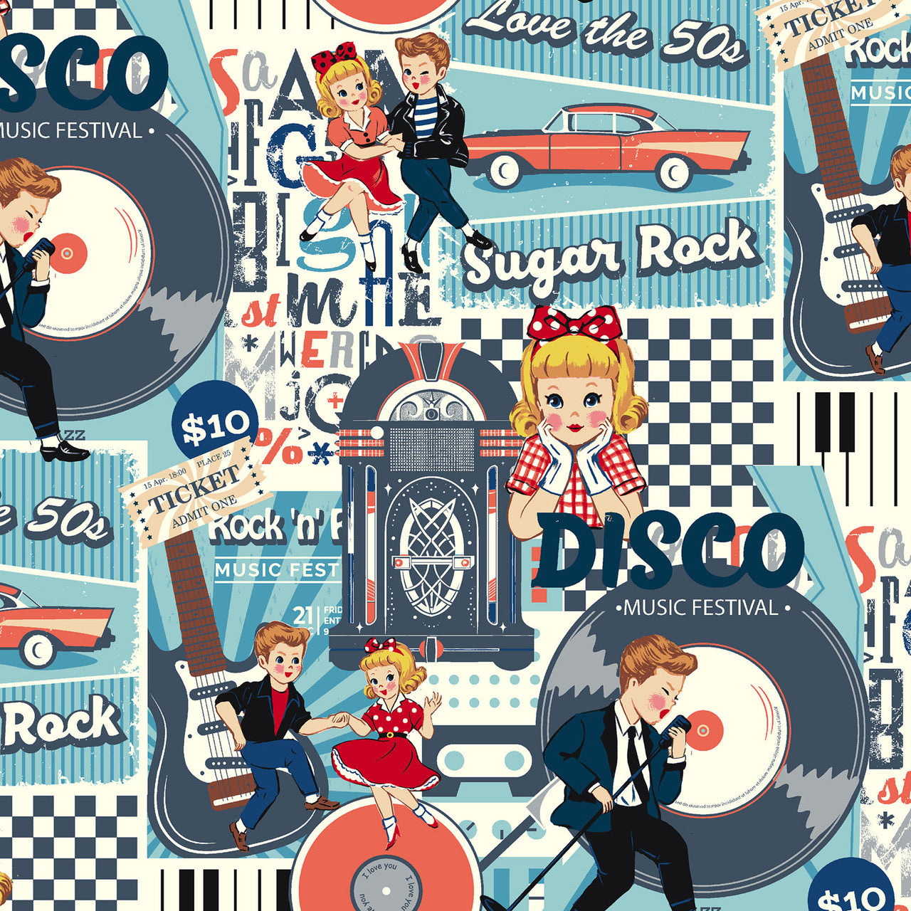 Dear Little World - Sugar Rock Vinyl Print in Blue | Shirting Cotton