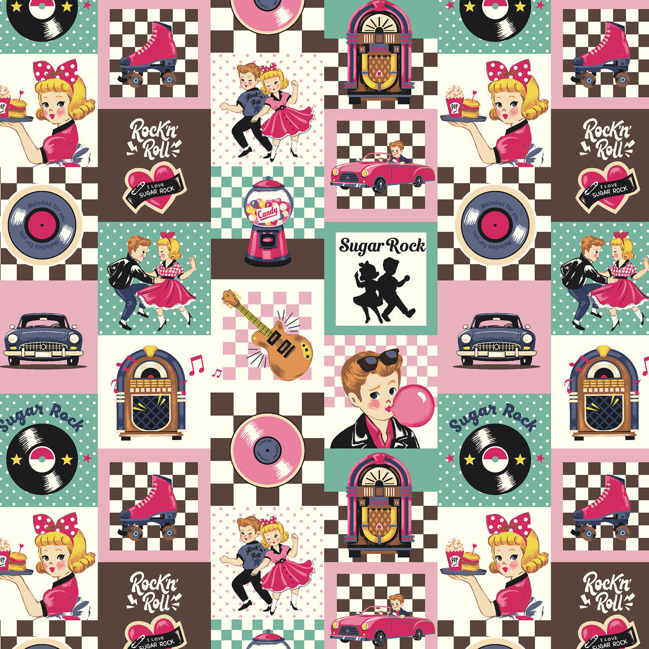 Dear Little World - Sugar Rock Patchwork in Pink | Shirting Cotton