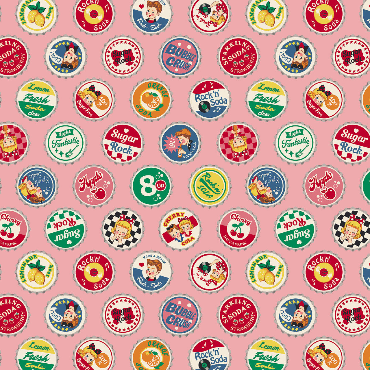 Dear Little World - Sugar Rock Bottle Caps in Pink | Shirting Cotton