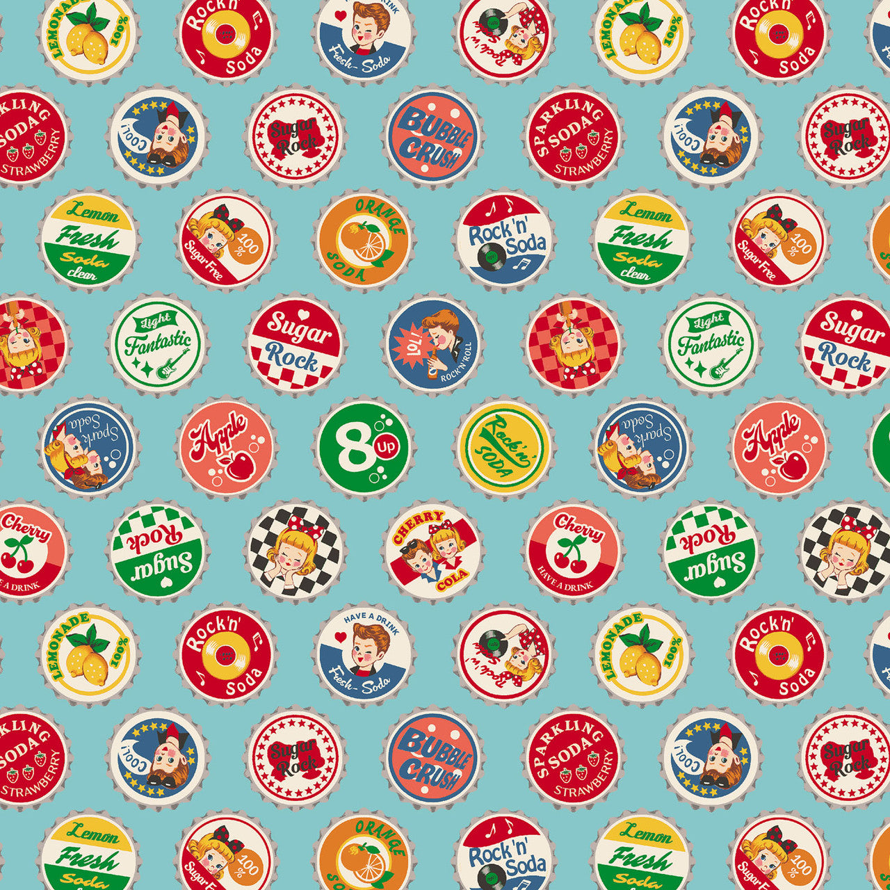 Dear Little World - Sugar Rock Bottle Caps in Blue | Shirting Cotton