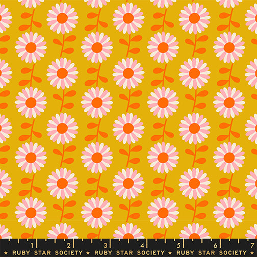 Flowerland - Field of Flowers in Goldenrod | Quilting Cotton