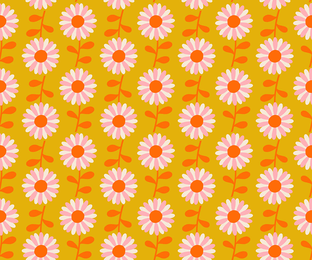 Flowerland - Field of Flowers in Goldenrod | Quilting Cotton