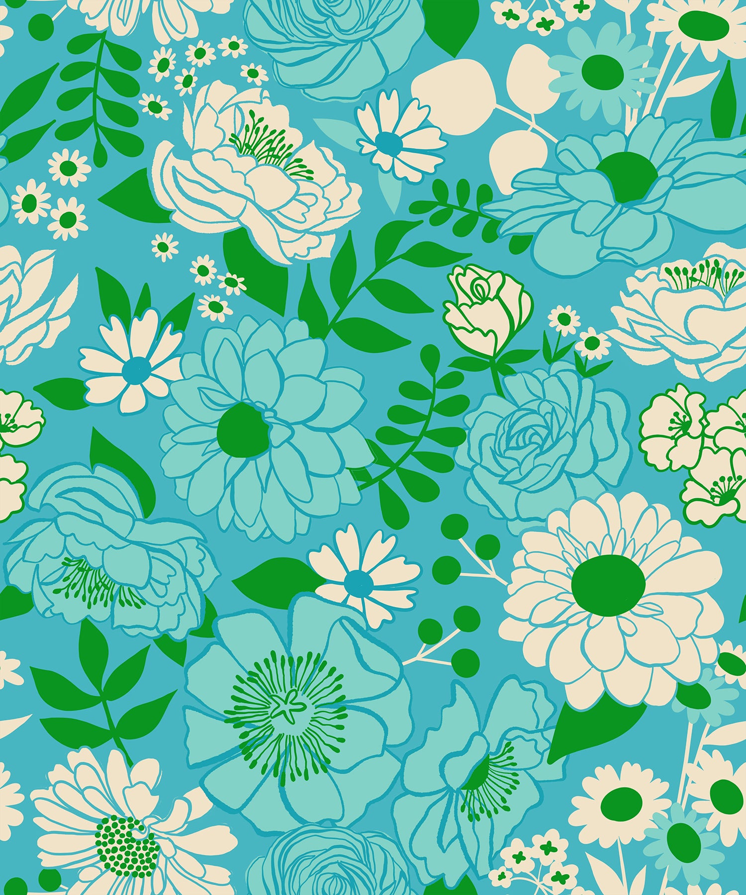 Rise and Shine - Morning Bloom in Turquoise | Quilting Cotton