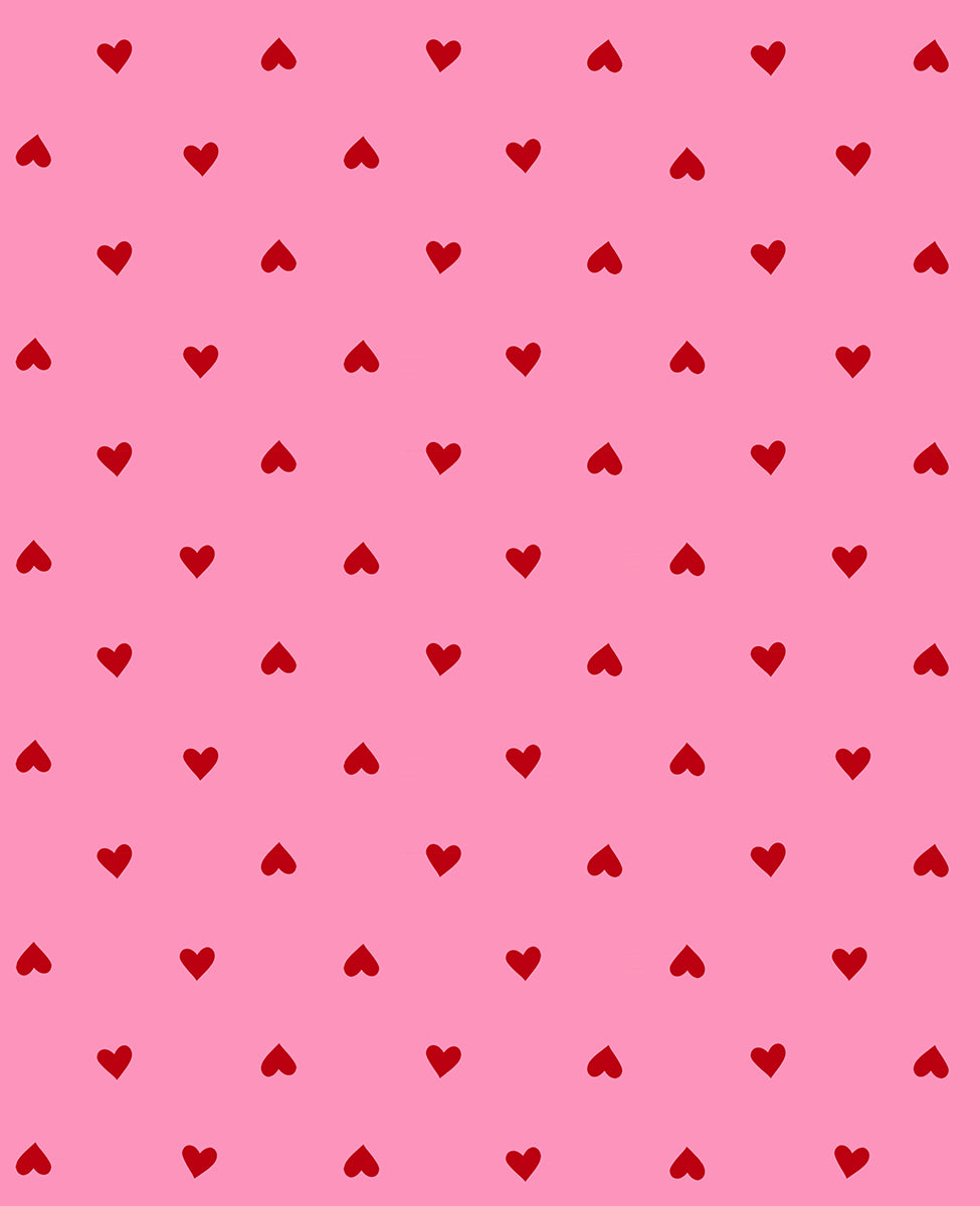 Trinketry - Hearts in Neon Flamingo | Quilting Cotton