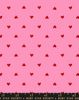 Trinketry - Hearts in Neon Flamingo | Quilting Cotton