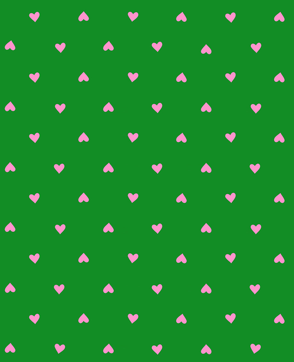 Trinketry - Hearts in Deep Verdant and Neon Pigment | Quilting Cotton