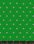 Trinketry - Hearts in Deep Verdant and Neon Pigment | Quilting Cotton