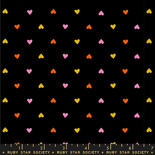 Trinketry - Hearts in Black | Quilting Cotton