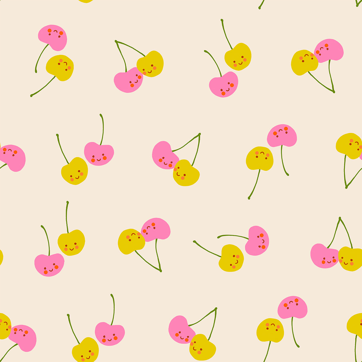 Trinketry - Cherry Friends in Natural | Quilting Cotton