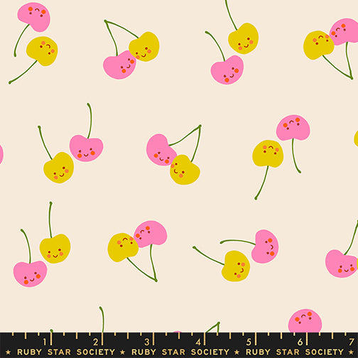 Trinketry - Cherry Friends in Natural | Quilting Cotton