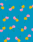 Trinketry - Cherry Friends in Bright Blue| Quilting Cotton