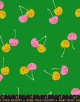 Trinketry - Cherry Friends in Deep Verdant| Quilting Cotton