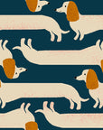 Dog Park - Long Dog in Teal Navy | Quilting Cotton