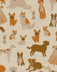 Dog Park - Dog Medley in Natural | Cotton Linen Canvas