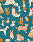 Dog Park - Dog Medley in Chambray | Cotton Linen Canvas