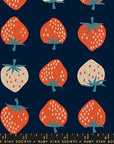 Strawberry - Strawberry in Navy | Cotton Linen Canvas