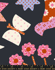 Meadow Star - Applique Menagerie in Soft Black | Quilting Cotton
