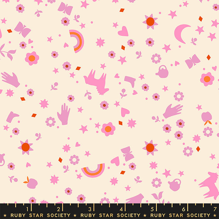 Meadow Star - Dreamland in Flamingo | Quilting Cotton