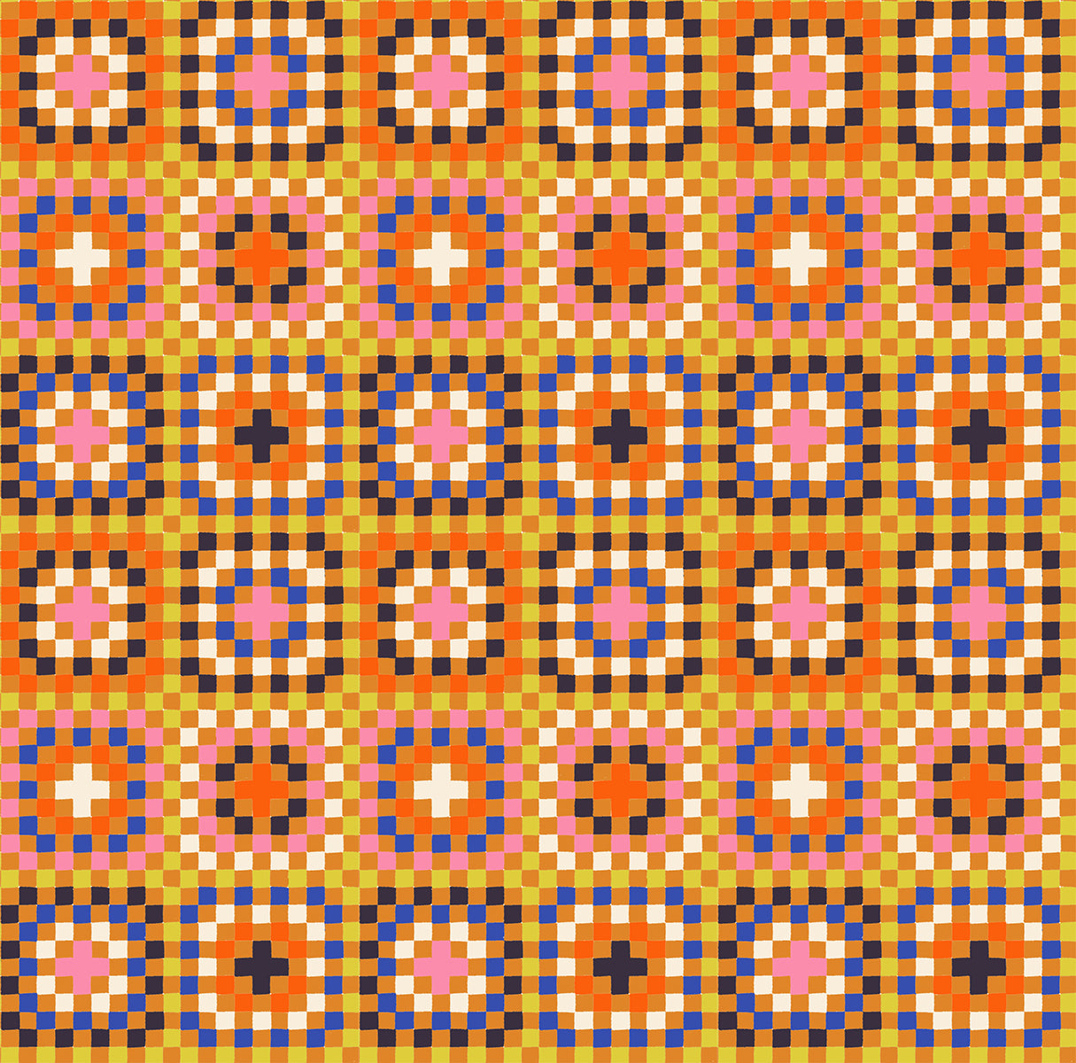 Meadow Star - Granny Square in Caramel | Quilting Cotton