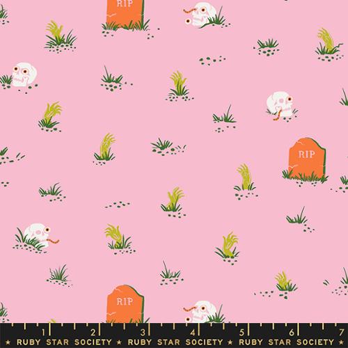 Tiny Frights - Graveyard in Peony | Quilting Cotton