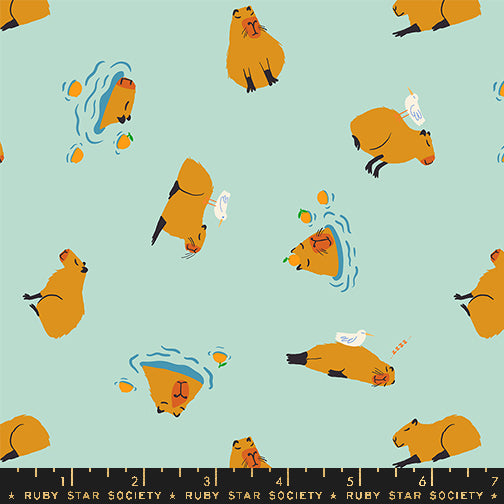 Animal Animal - Capybara in Minty | Quilting Cotton