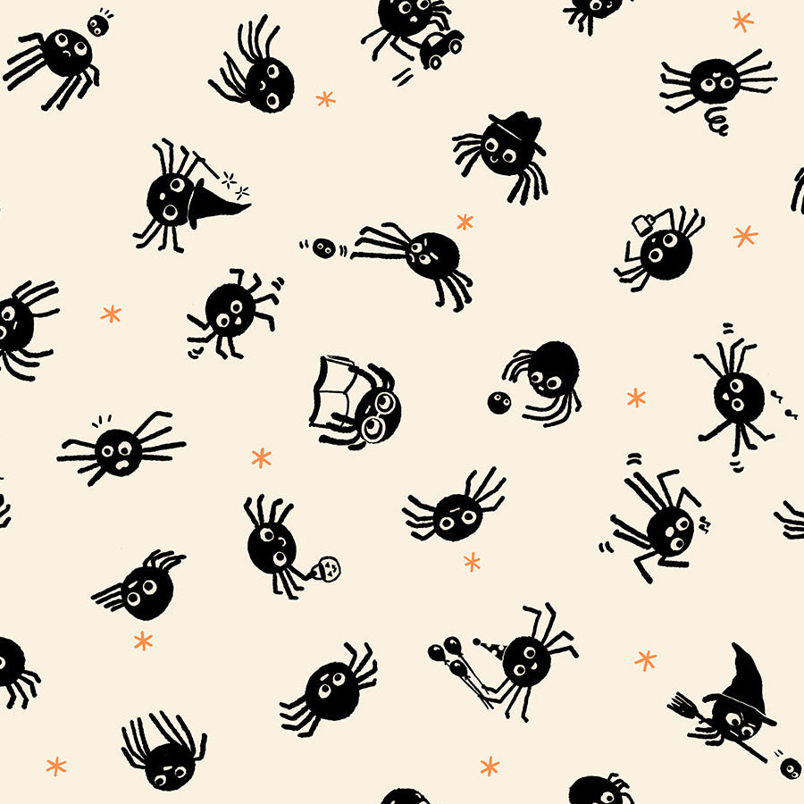 Freaky Familiars - Spider Sense in Natural | Quilting Cotton