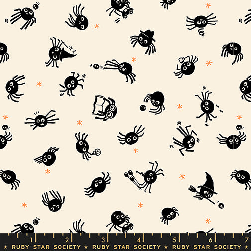 Freaky Familiars - Spider Sense in Natural | Quilting Cotton