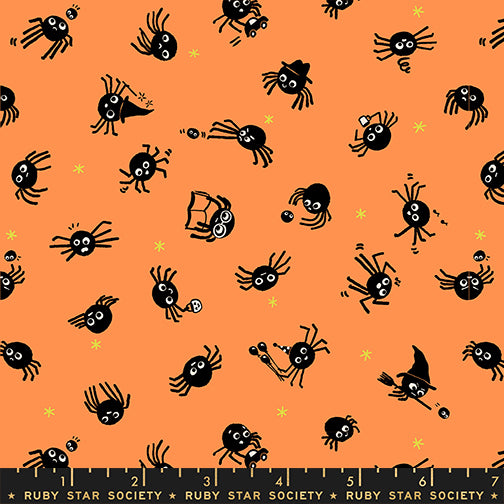 Freaky Familiars - Spider Sense in Pumpkin | Quilting Cotton