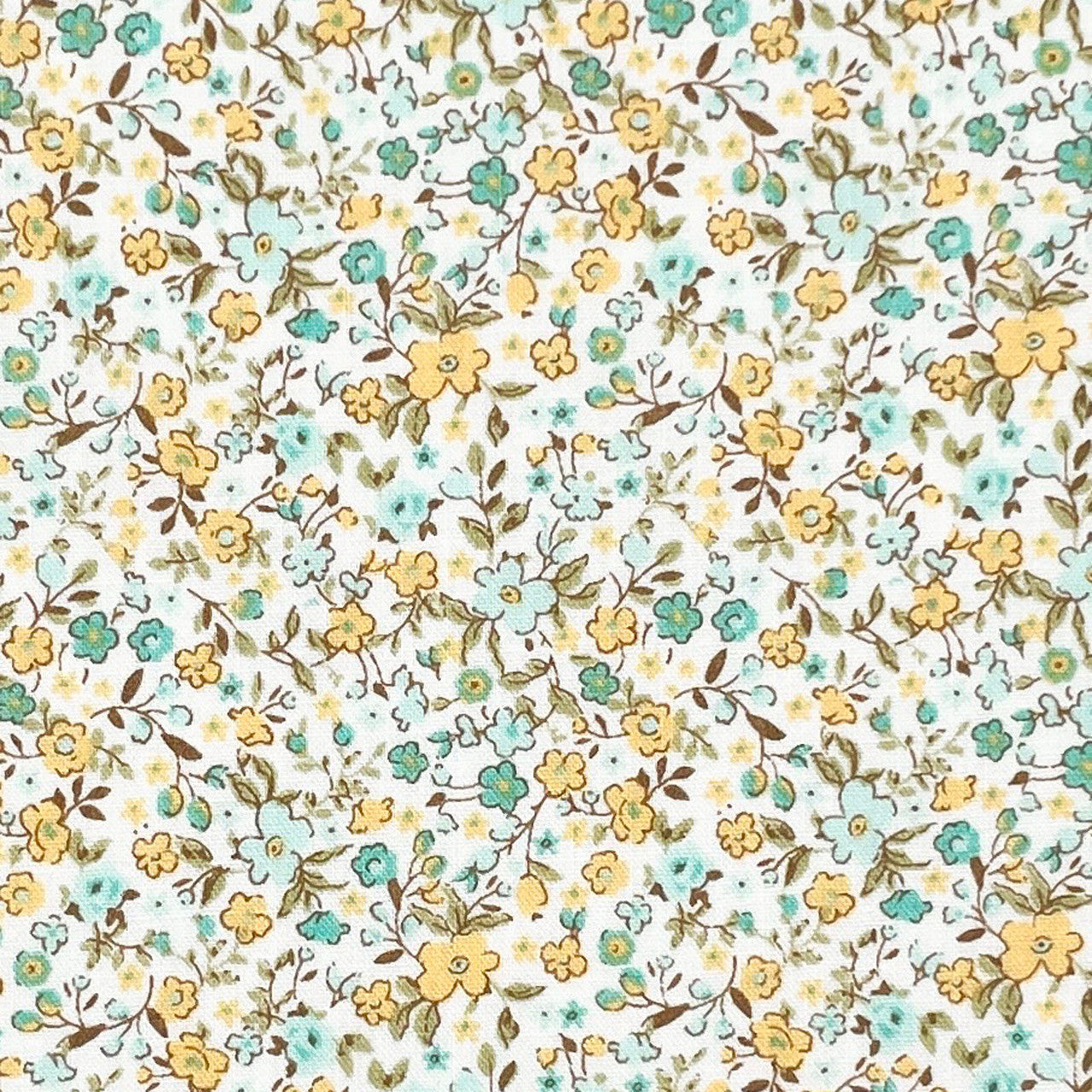 Petite Garden - 49 Floral In Custard | Sheeting Cotton