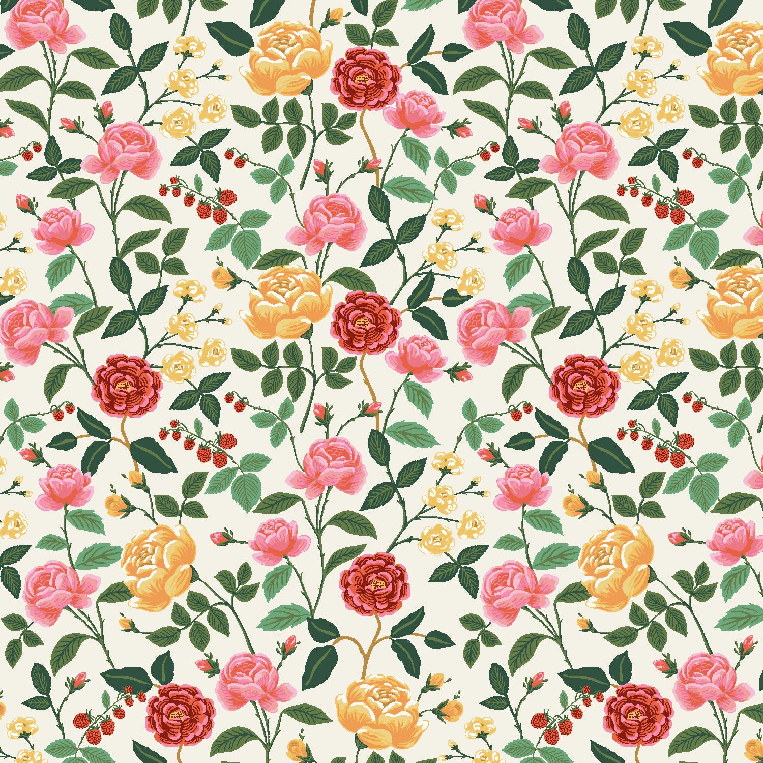 English Rose - Roses in Cream | Quilting Cotton