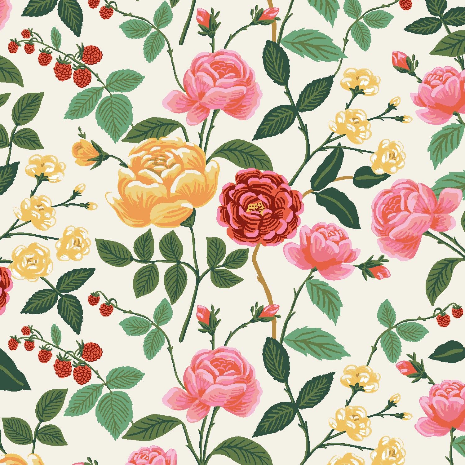 English Rose - Roses in Cream | Quilting Cotton