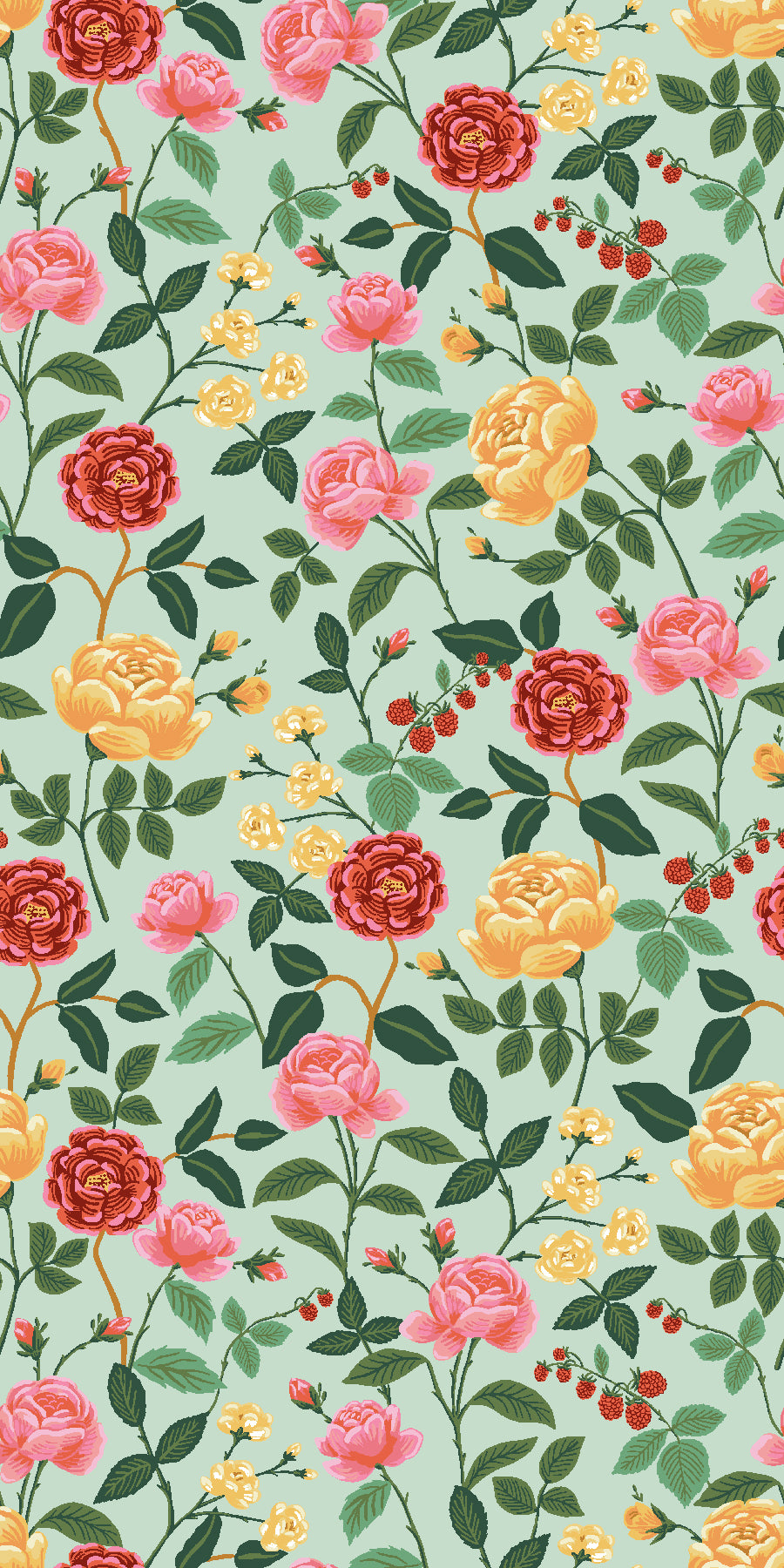 English Rose - Roses in Mint | Quilting Cotton