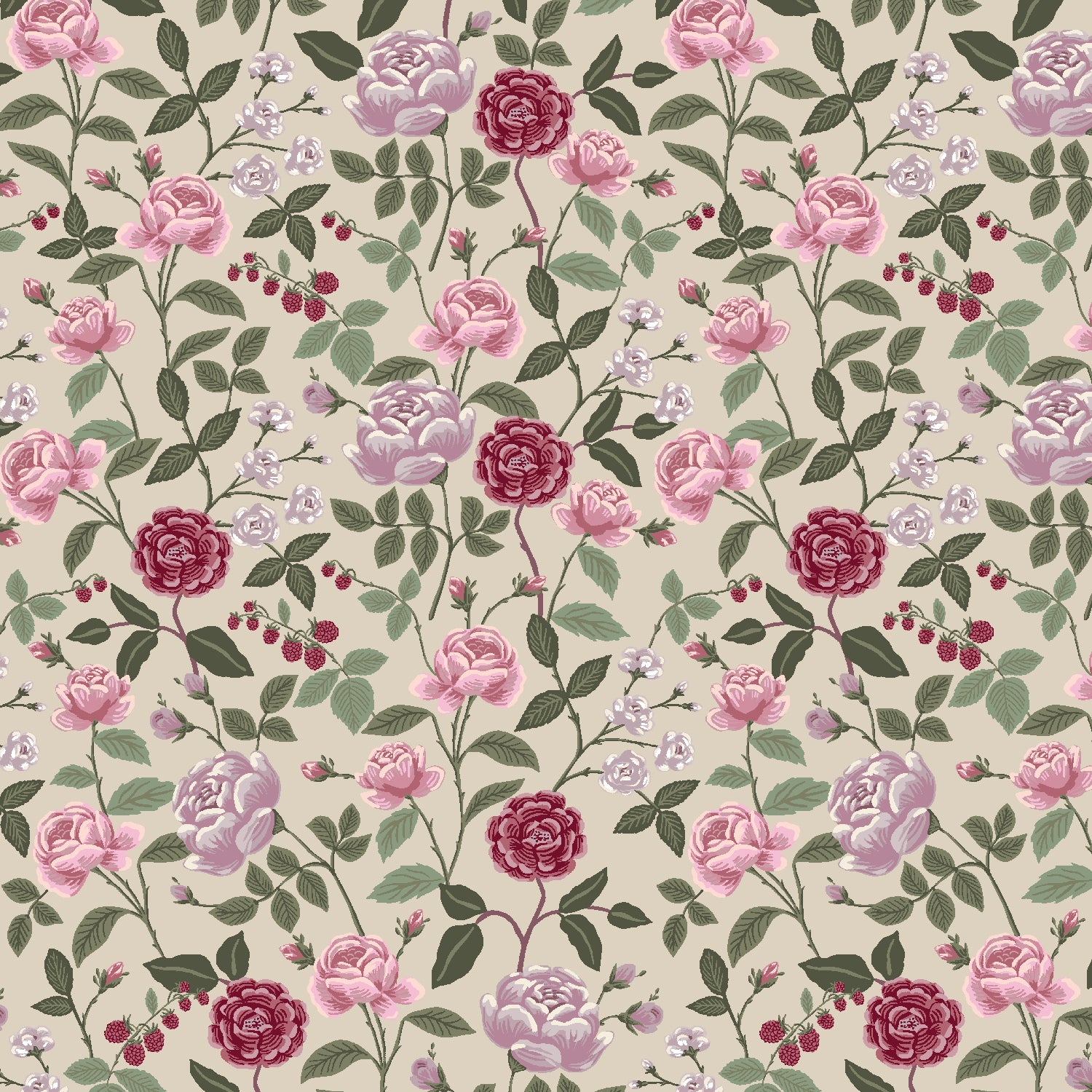 English Rose - Roses in Plum | Quilting Cotton