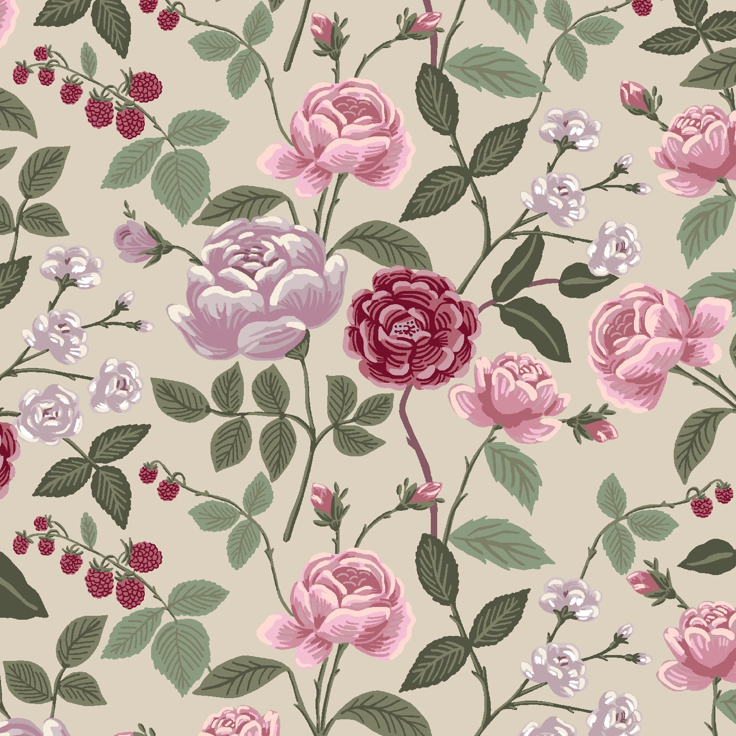 English Rose - Roses in Plum | Quilting Cotton