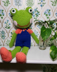 Crochet Plush Toy - Frog in Blue Overall