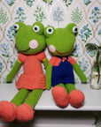 Crochet Plush Toy - Frog in Blue Overall