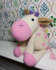 Crochet Plush Toy - White & Pink Milky Cow