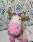 Crochet Plush Toy - White & Pink Milky Cow