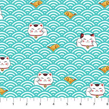 Sushi - Lucky Cats in Turquoise