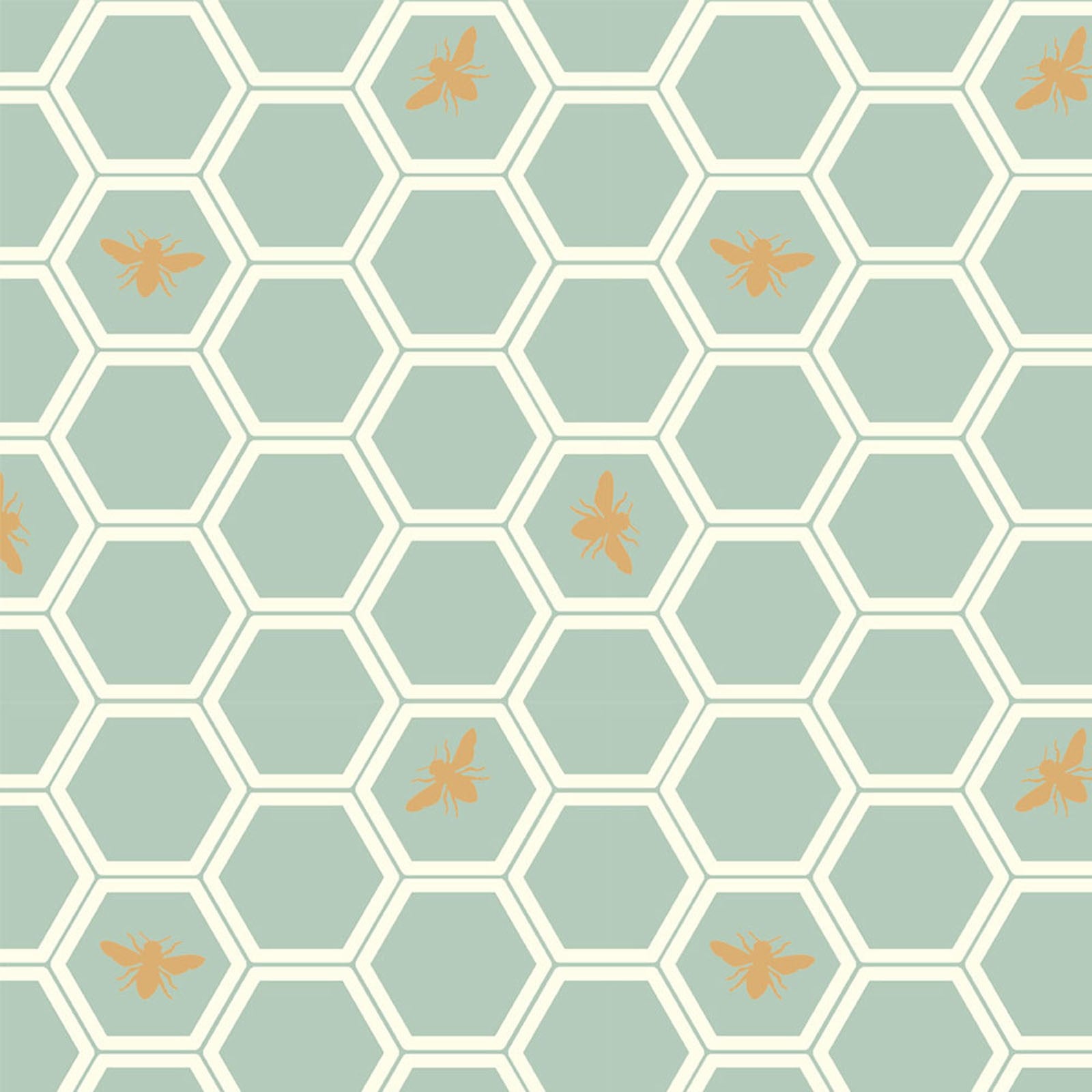 Mod Nouveau - Honeycomb in Mint | Organic Poplin