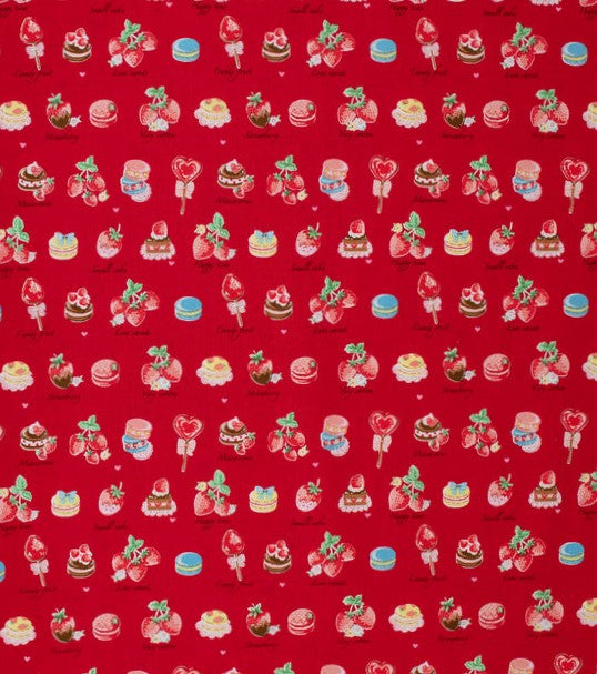 Very Cotton - Chocolate Strawberry in Red | Sheeting Cotton