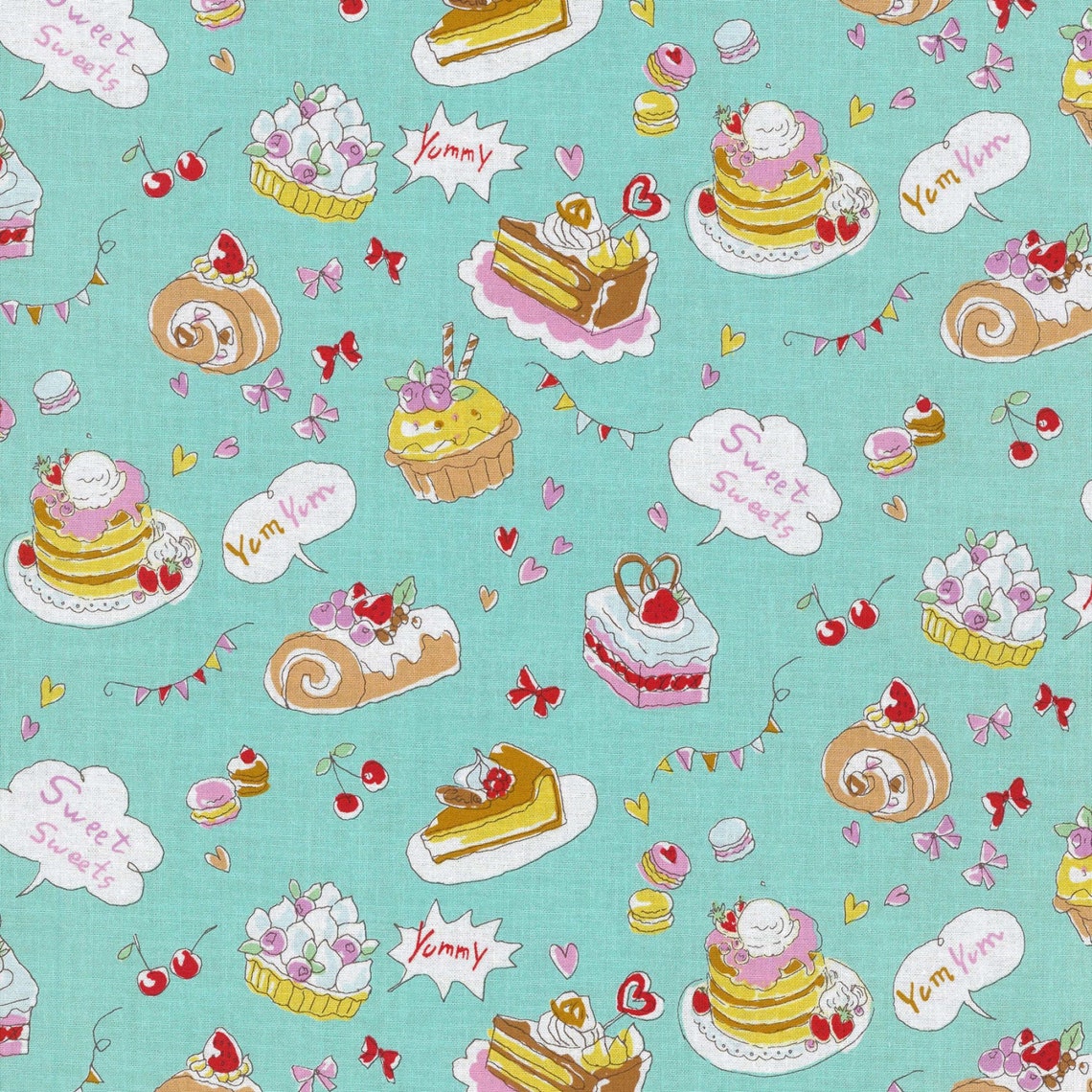 Yummy Fabric - Cakes in Blue | Sheeting Cotton