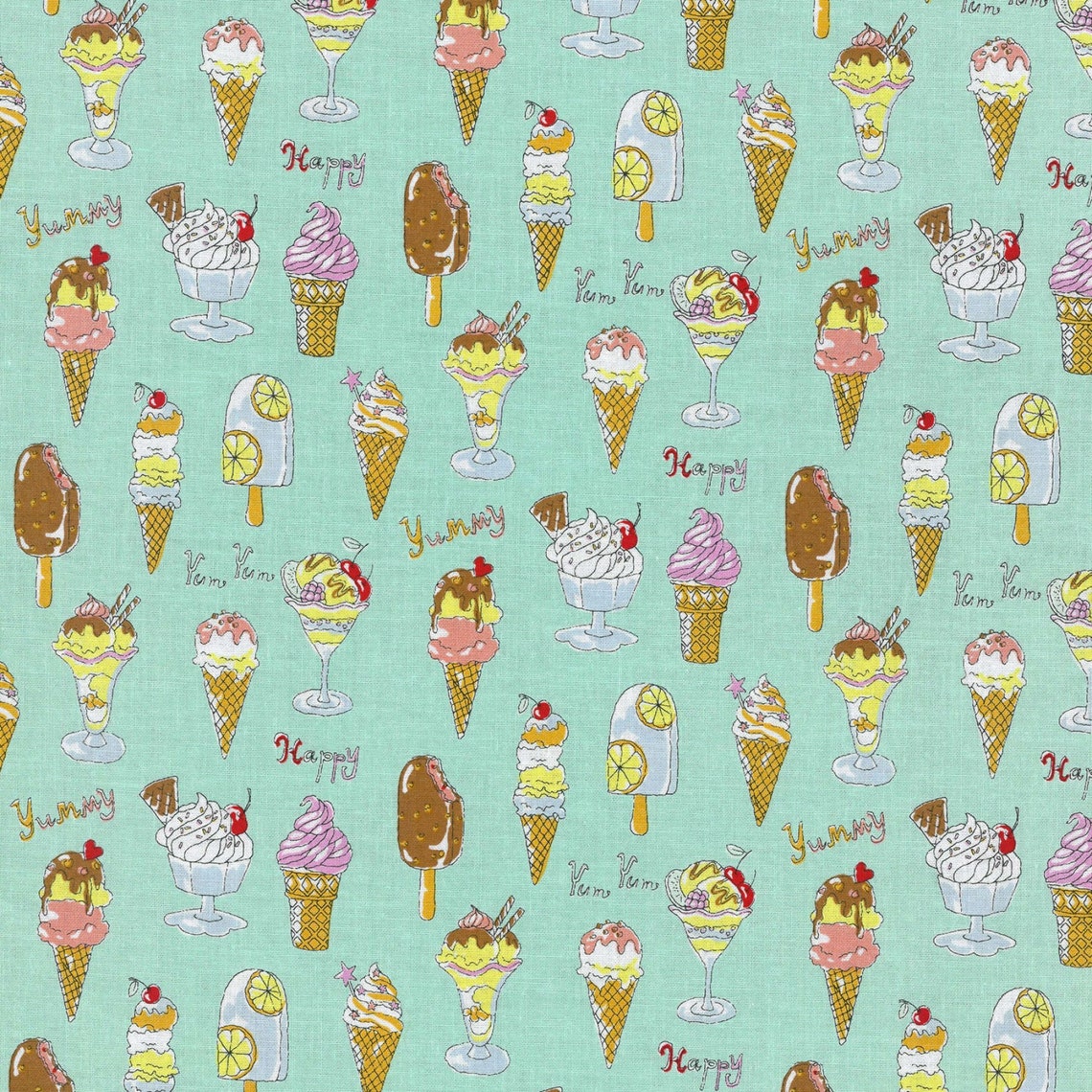 Yummy Fabric - Ice Cream in Blue | Sheeting Cotton
