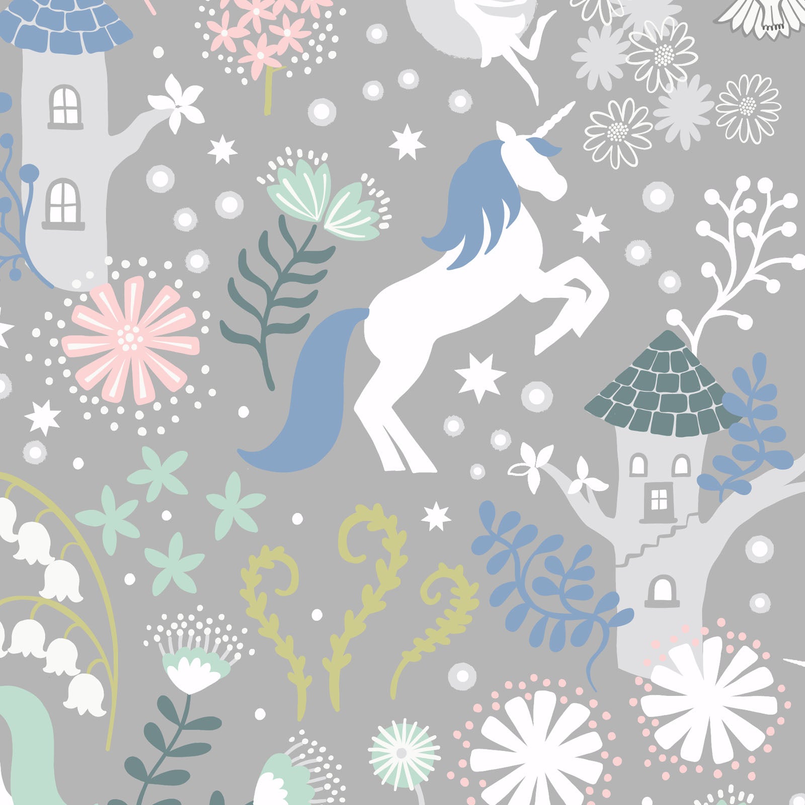 Fairy Lights Glow - Unicorn Forest in Gray
